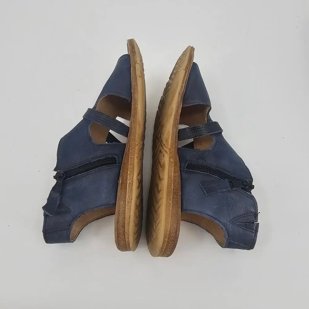 Miz Mooz Leather Side-Zip Sandals Finnley River Slingback Slide Navy EU 38 7.5-8 - Picture 6 of 10